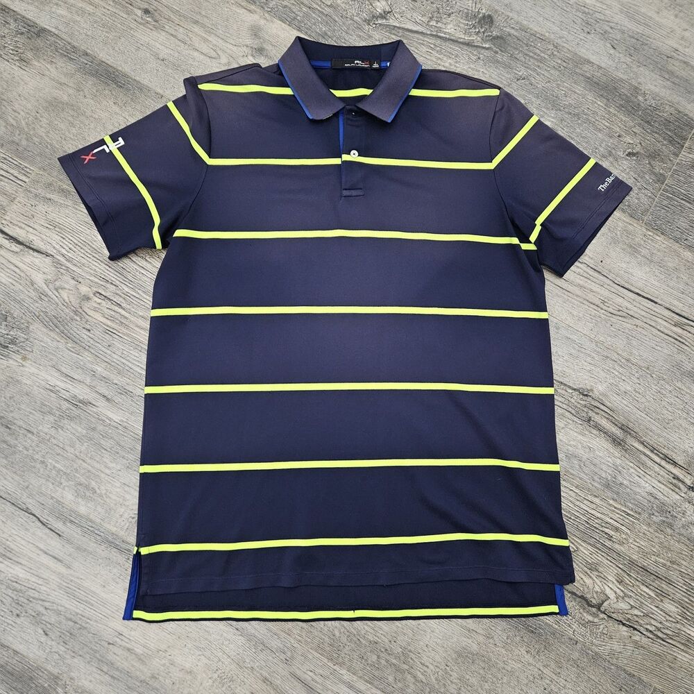 Ralph Lauren RLX Performance Navy Blue Neon  Polo Shirt Size Large L